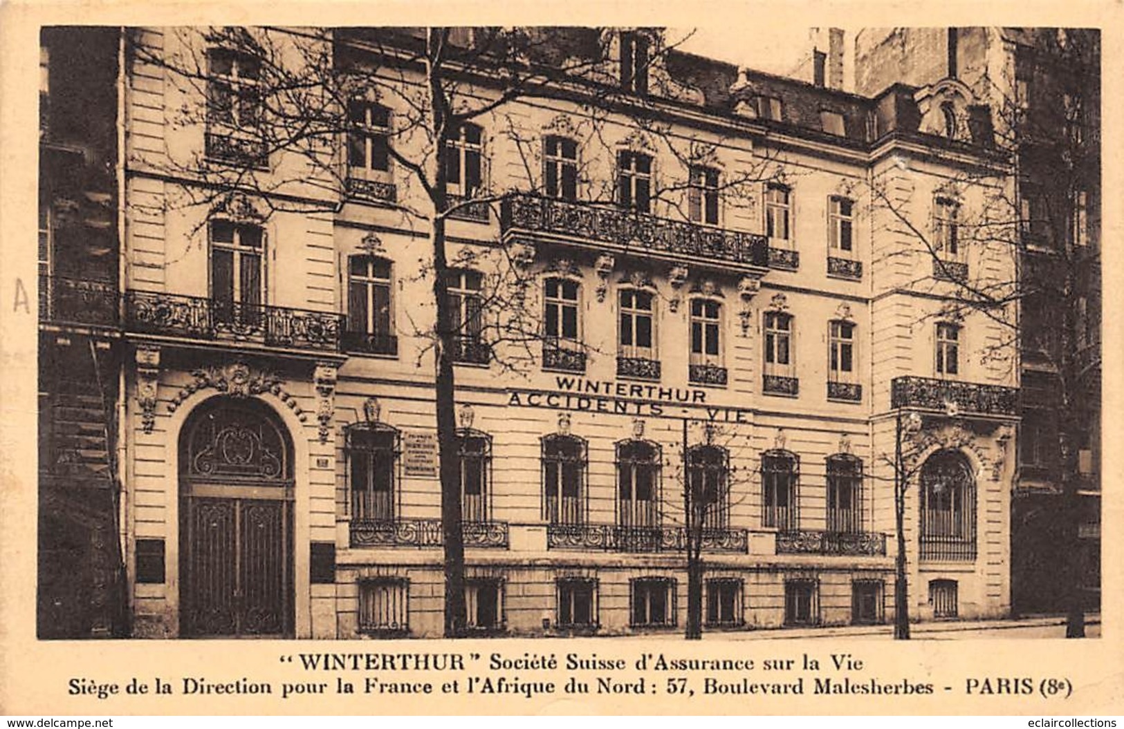 Thème  Banque-Assurance :   75008 Paris    57 Bd Malesherbes  .      Winterthur  (voir Scan). - Banques