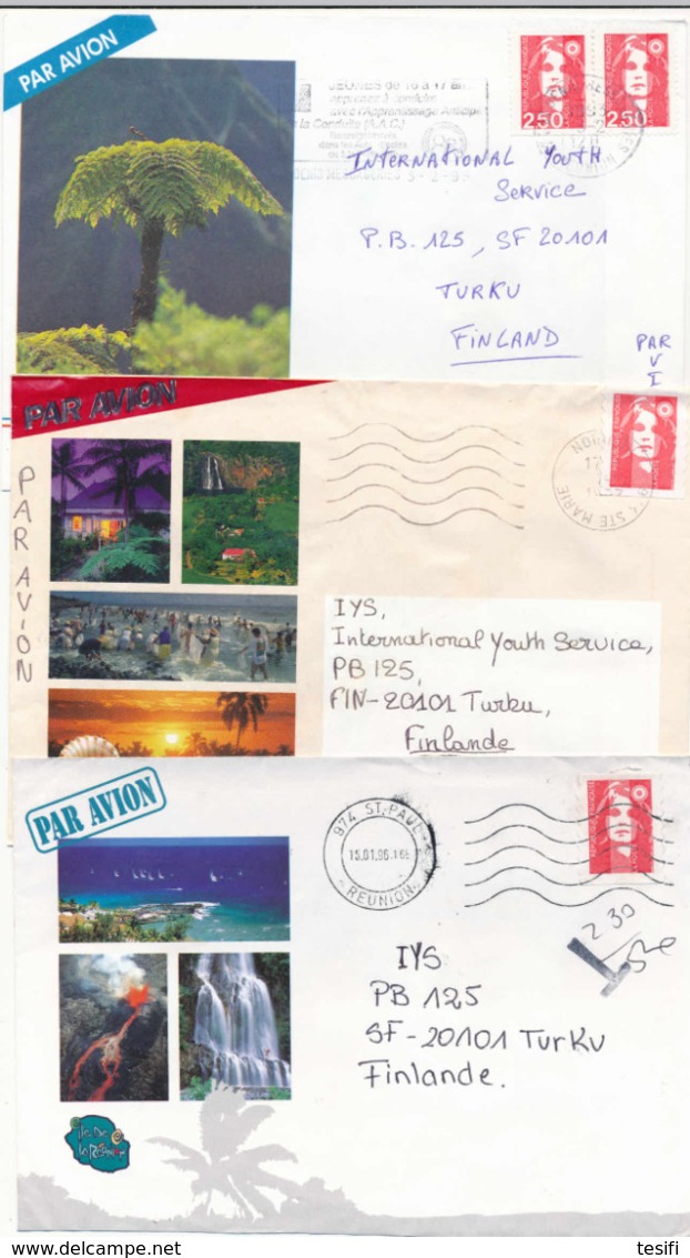 France Reunion 1990-2001 9 Pictured Covers To Finland - Lettres & Documents