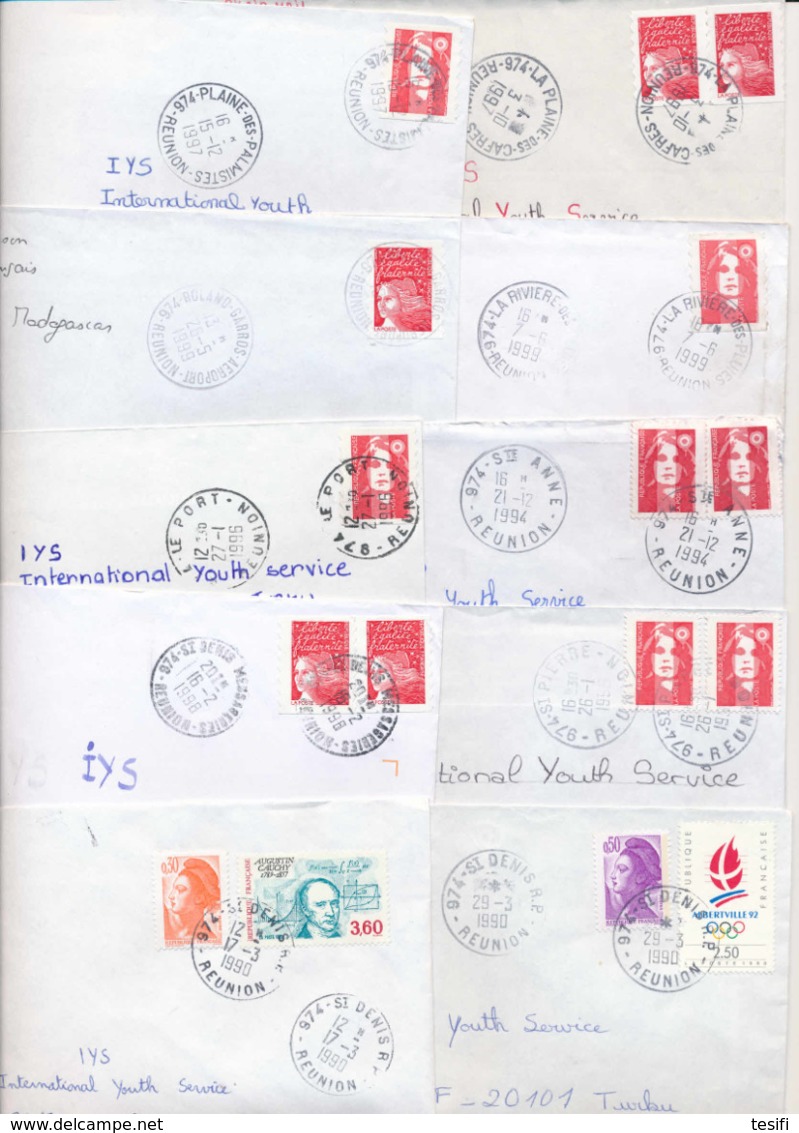 France Reunion 1990s-2000s  60 Different Postmarks On Covers To Finland - Lettres & Documents