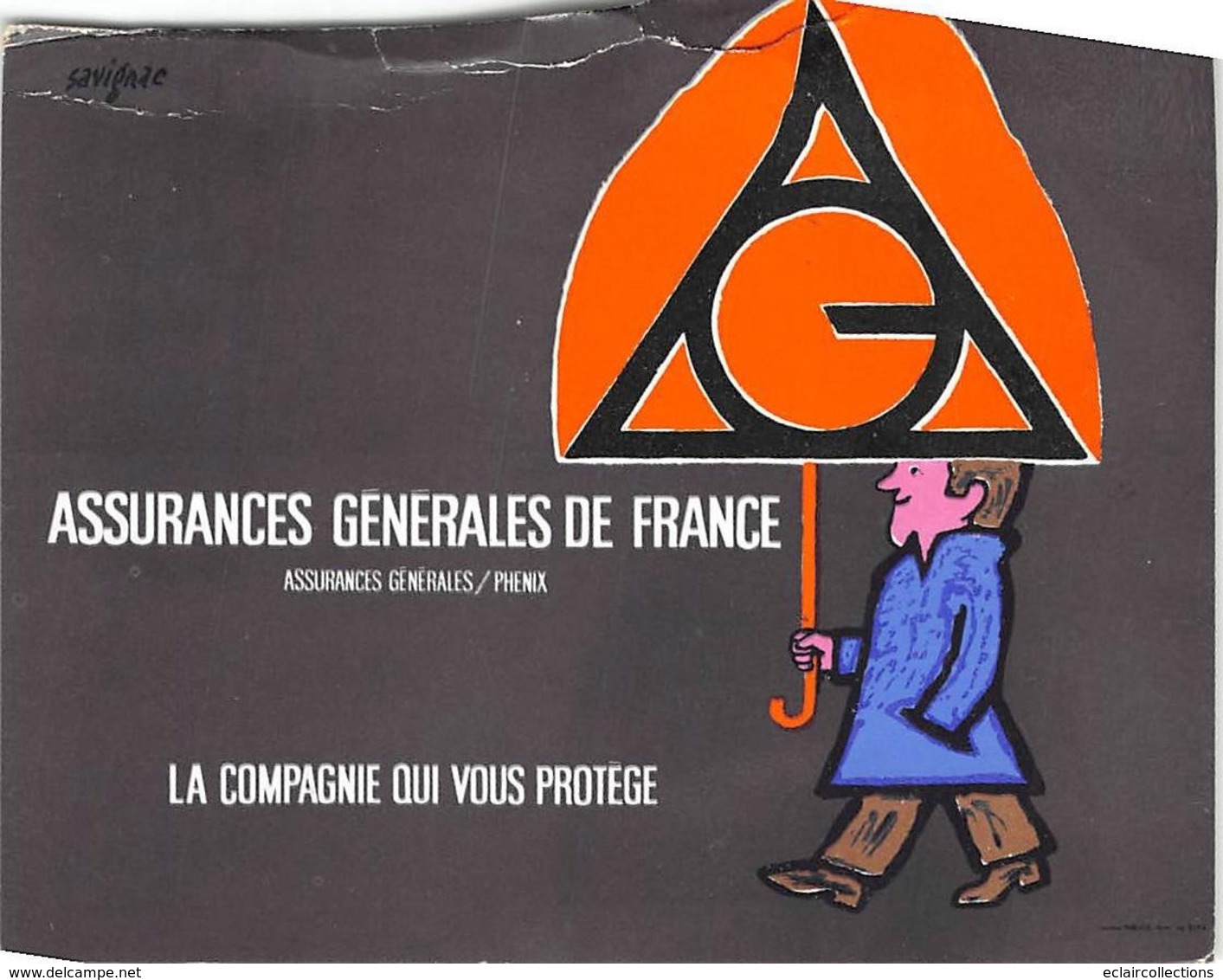 Thème  Banque-Assurance      Assurances Générales De France  10x15     (Pli Supérieur Voir Scan). - Banques