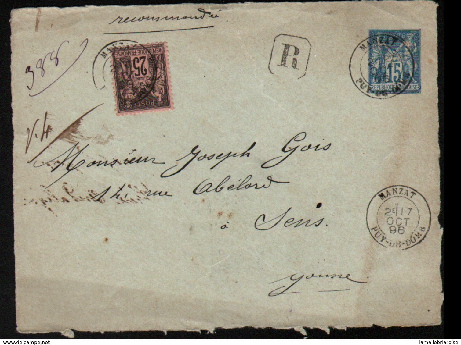 Devant De Lettre ( Front Of Cover) Avec 2 Taxées, Obliterations:  Affranchissement Inssuf, 1 Recommandé, 1 Chargé... - 1877-1920: Semi Modern Period