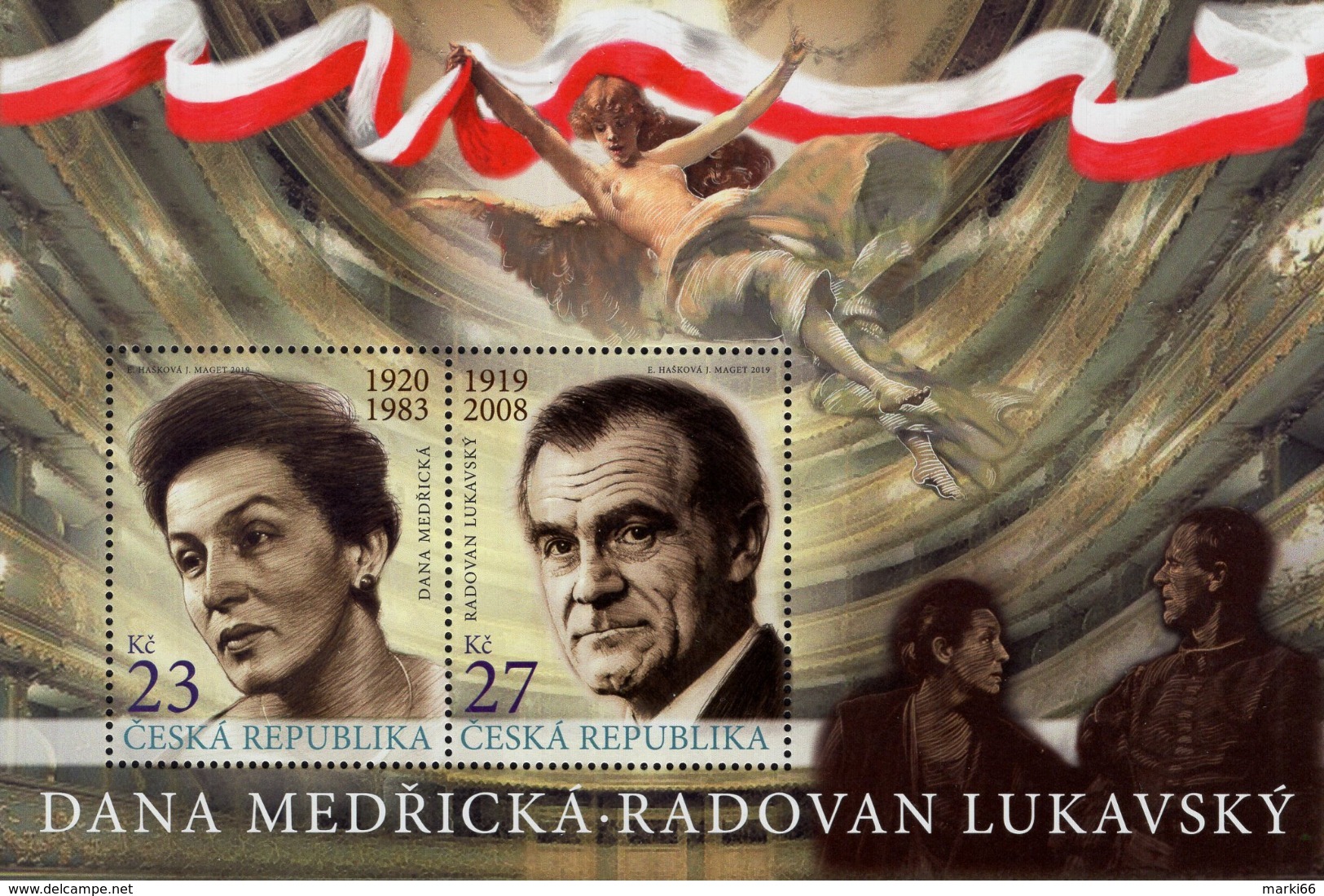 Czech Republic - 2019 - Czech Actresses And Actors - Dana Medricka And Radovan Lukavsky - Mint Souvenir Sheet - Nuovi