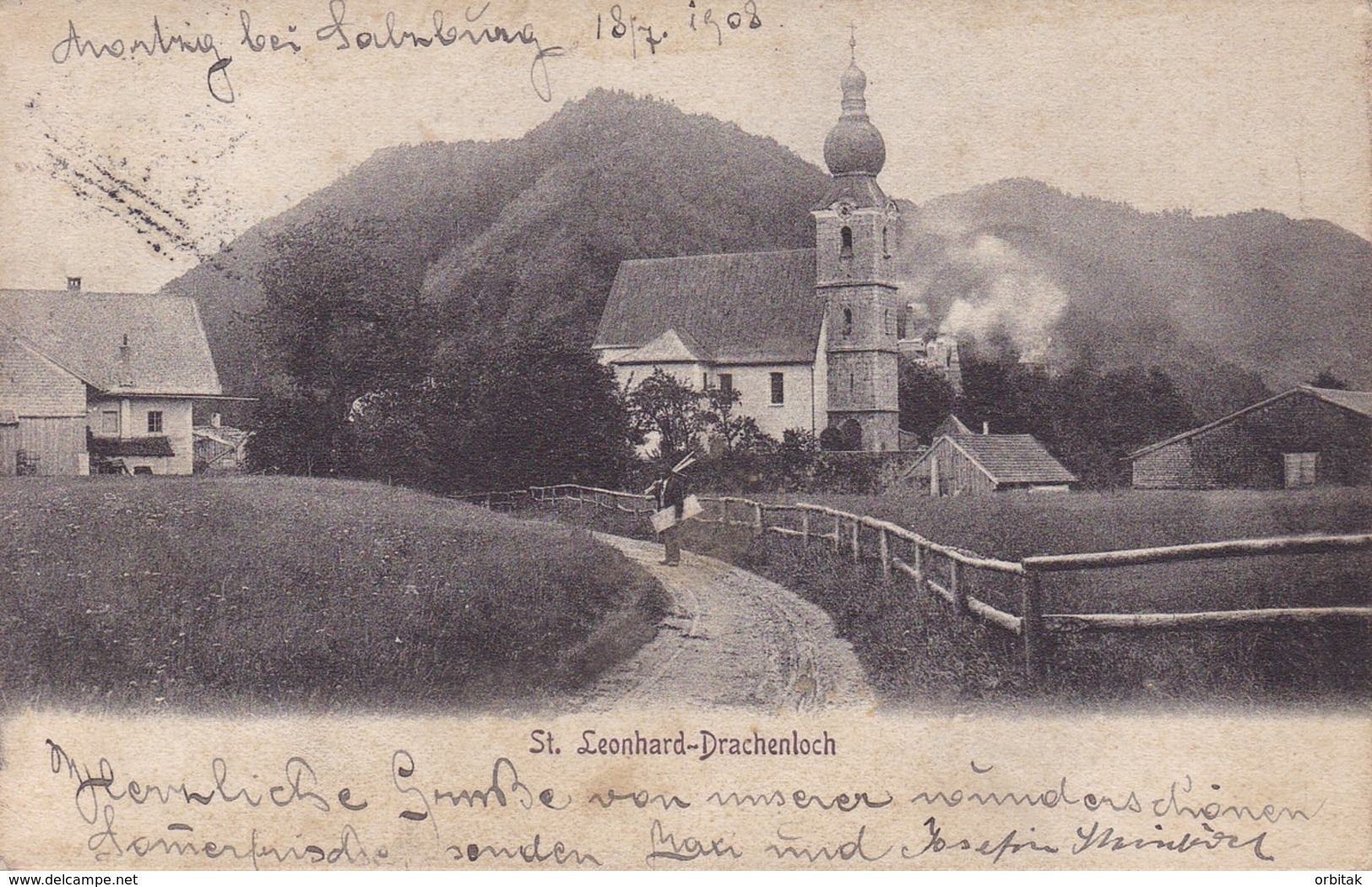 St. Leonhard - Drachenloch (Grödig) * Wallfahrtskirche, Teilansicht * Österreich * AK1529 - Grödig