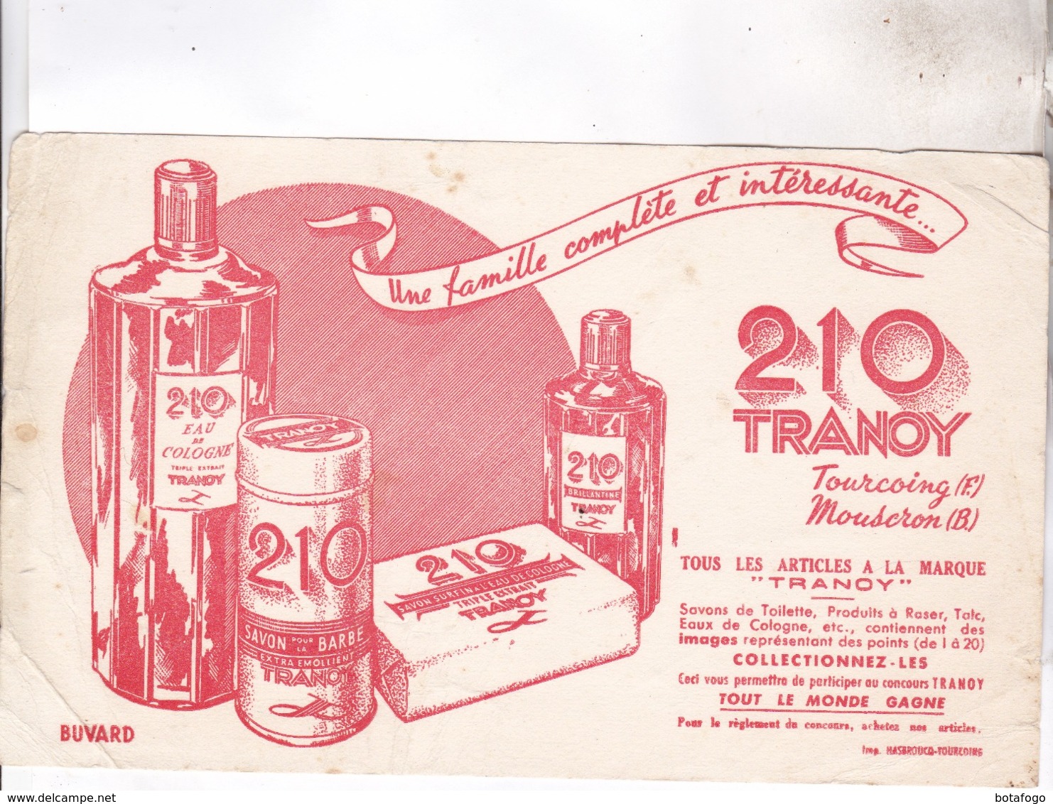 BUVARD PARFUMS 210 TRANOY A TOURCOIN Et MOUSERON - Parfum & Cosmetica