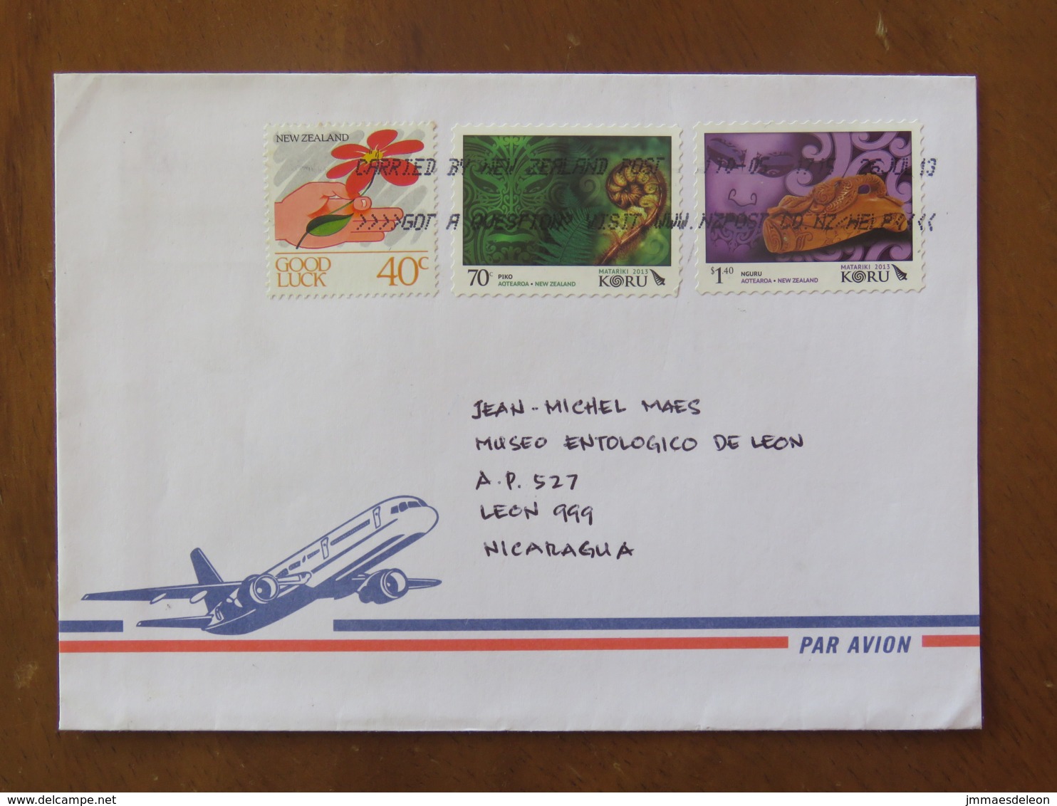 New Zealand 2013 Cover To Nicaragua - Flower Good Luck - Handicraft - Fern ? - Briefe U. Dokumente