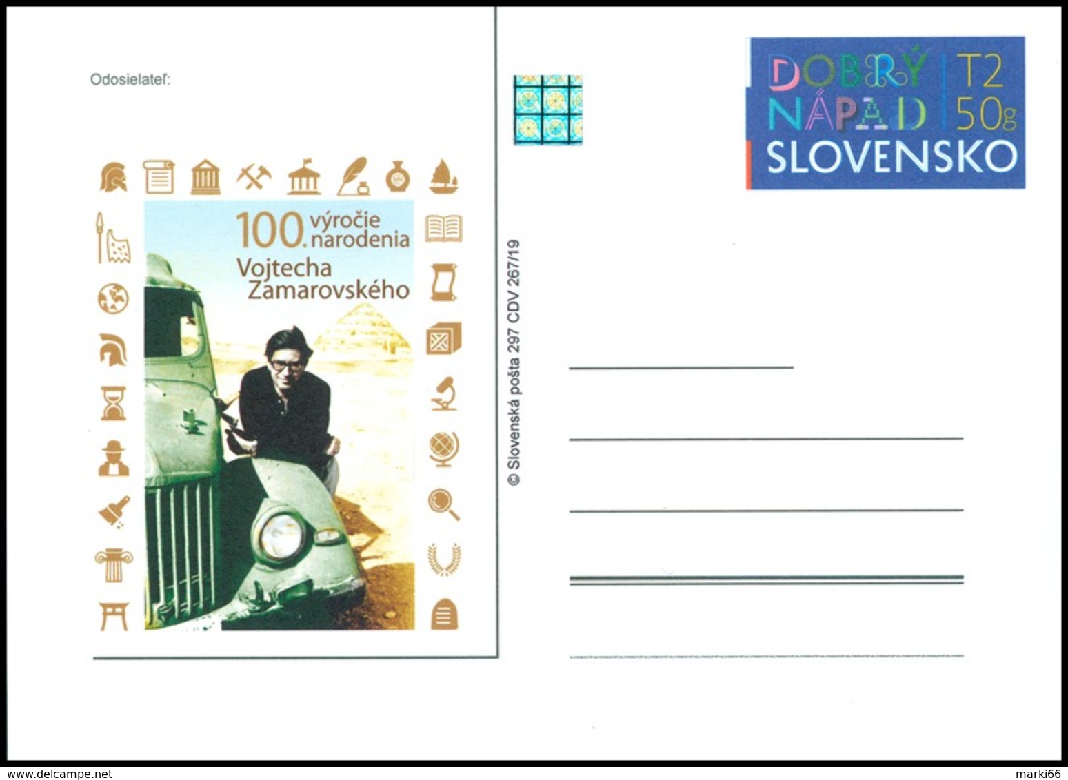 Slovakia - 2019 - 100th Anniversary Of Birth Of Vojtech Zamarovský - Prepaid Postcard With Hologram - Postkaarten