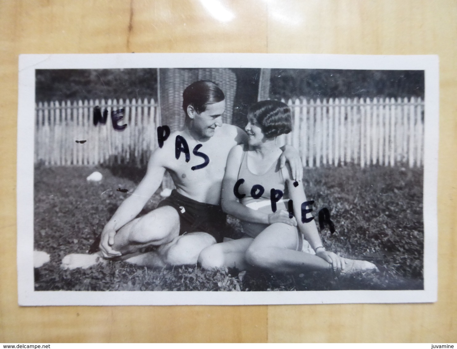 HOMME ET FEMME TORSE NU EN MAILLOT DE BAIN VERS 1935 PHOTO ORIGINALE VINTAGE - Anonyme Personen