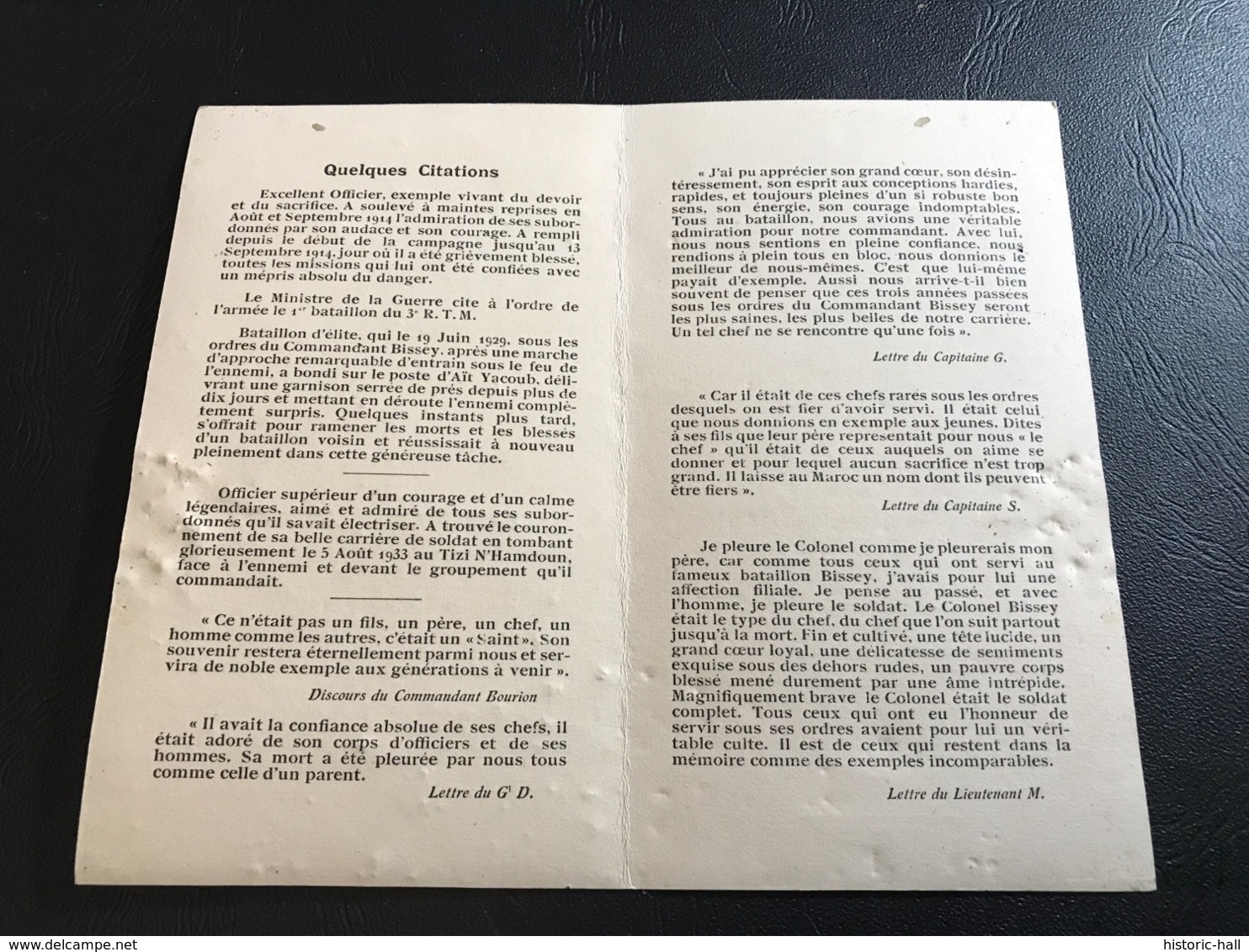 Souvenez Vous Dans Vos Prieres De Jean Pierre BISSEY Lt Colonel 2e Regiment Legion Etrangere Tué Au Tizi N’Hamdoun Maroc - Obituary Notices