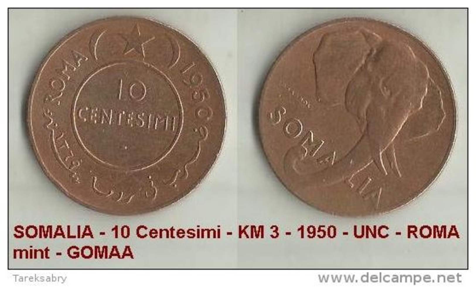 SOMALIA - 10 Centesimi - KM 3 - 1950 - UNC - ROMA Mint - GOMAA - Somalia