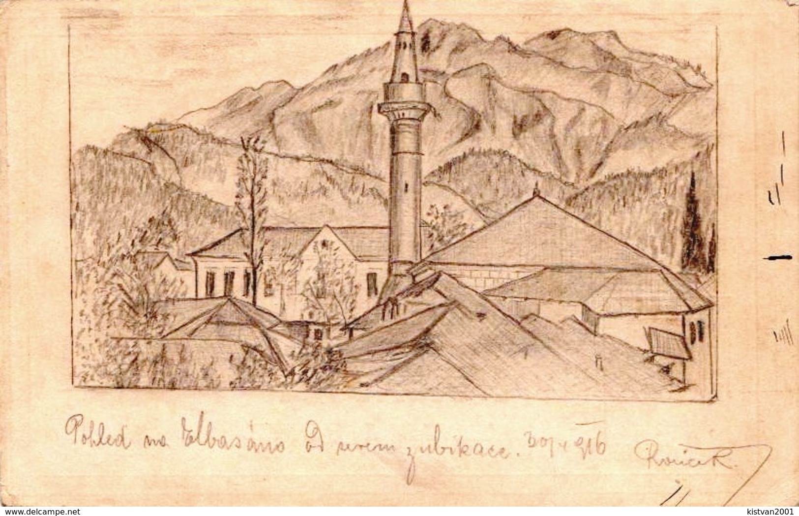 Interesting Drawing Related To Muslim Religion From 1916 On Albanian Postcard - War 1914-18