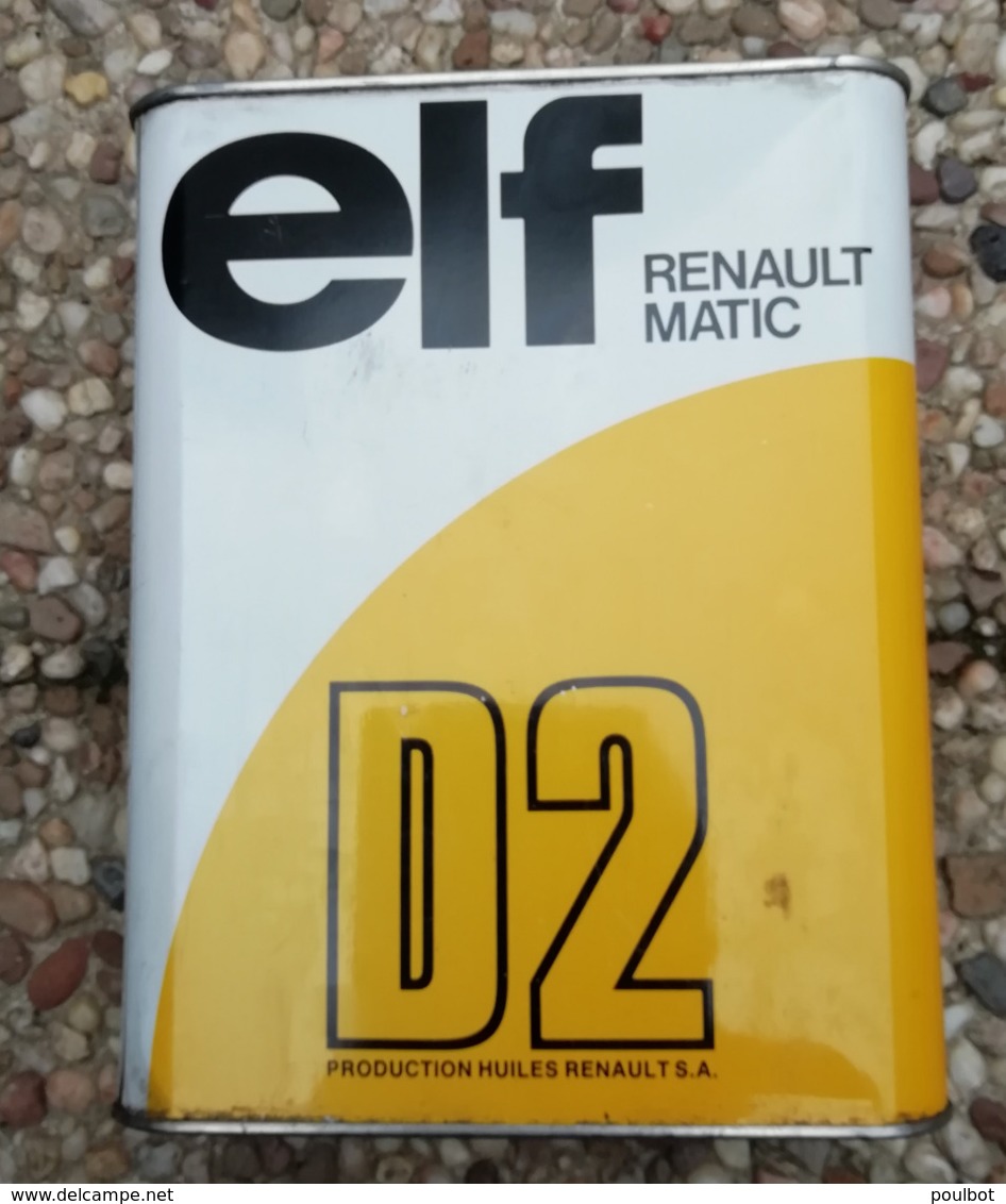 ELF RENAULT MATIC D2  Bidon D'huile Ancien En Tole Pour Collection - Auto's