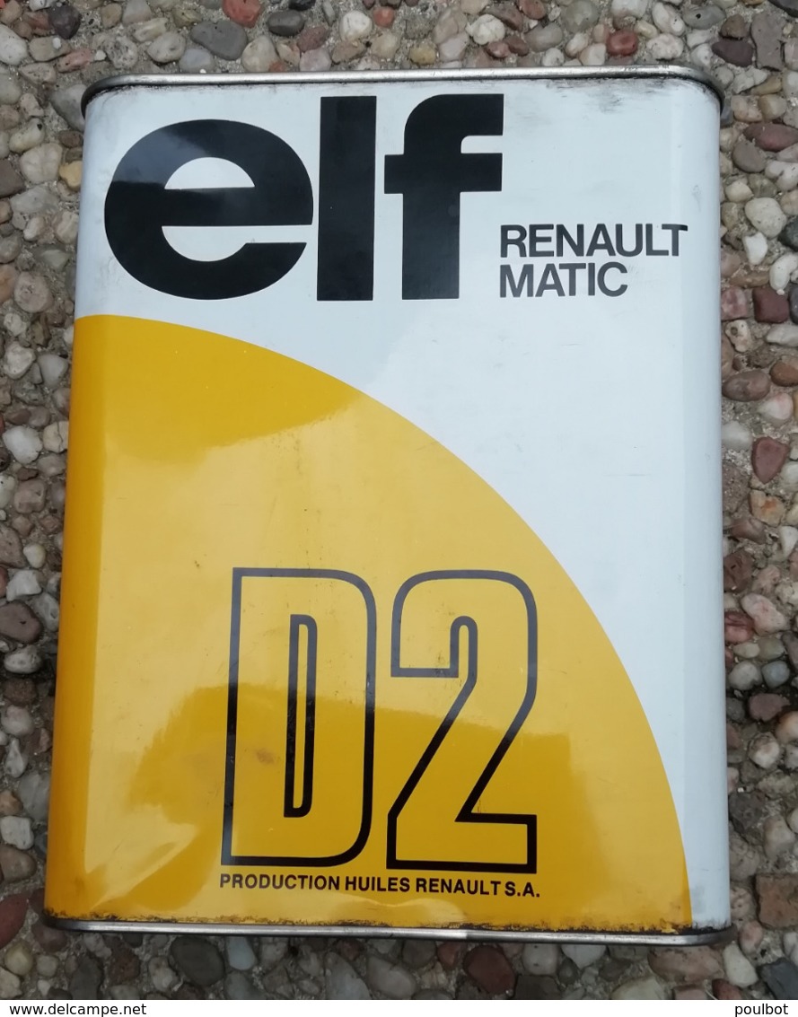 ELF RENAULT MATIC D2  Bidon D'huile Ancien En Tole Pour Collection - Cars