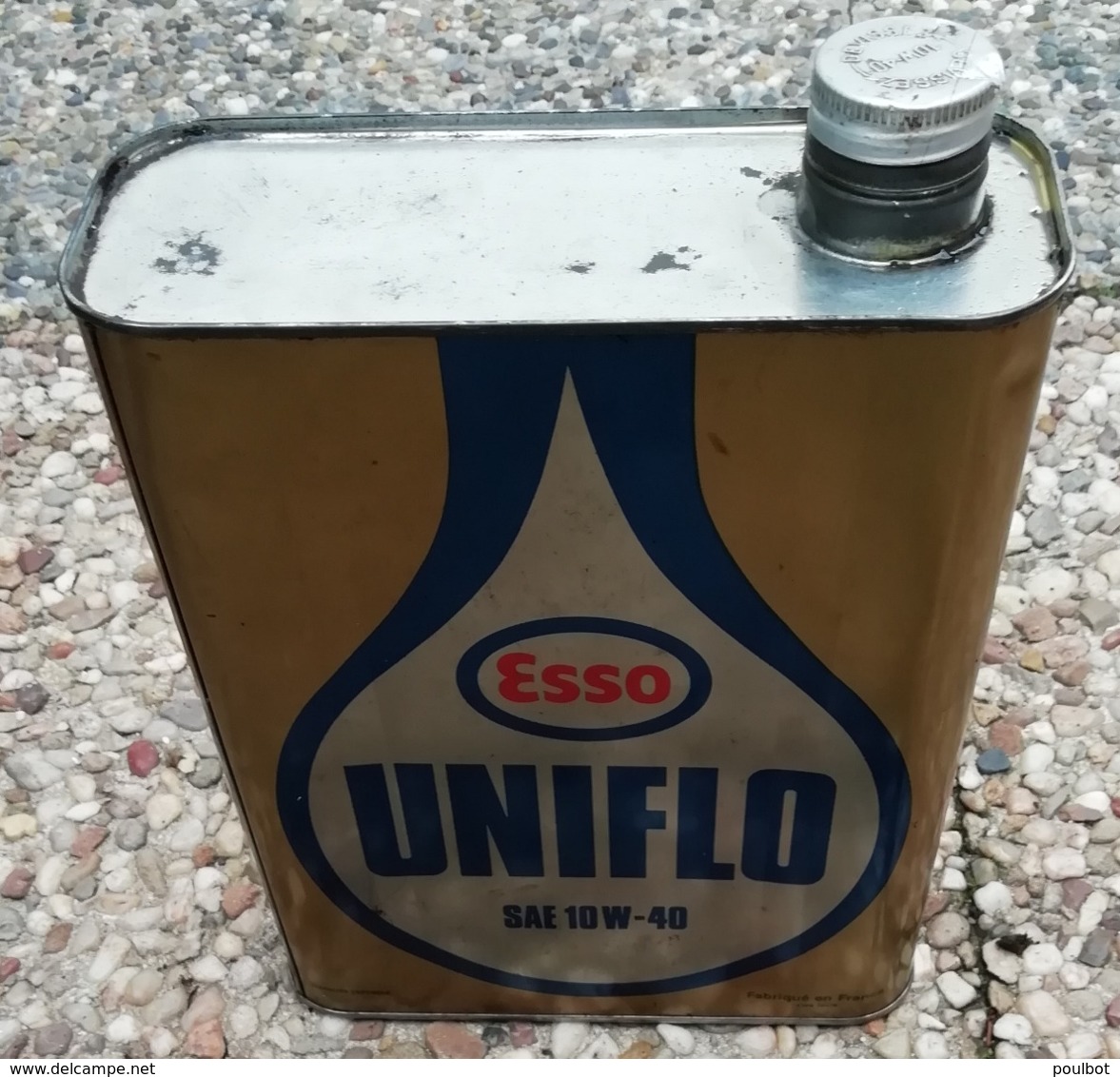 ESSO UNIFLO SAE 10 W 40  Bidon D'huile Ancien En Tole Pour Collection - Voitures