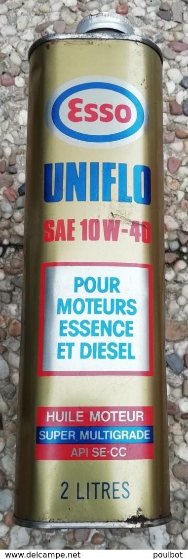 ESSO UNIFLO SAE 10 W 40  Bidon D'huile Ancien En Tole Pour Collection - Voitures