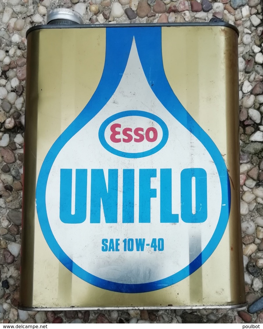 ESSO UNIFLO SAE 10 W 40  Bidon D'huile Ancien En Tole Pour Collection - Voitures