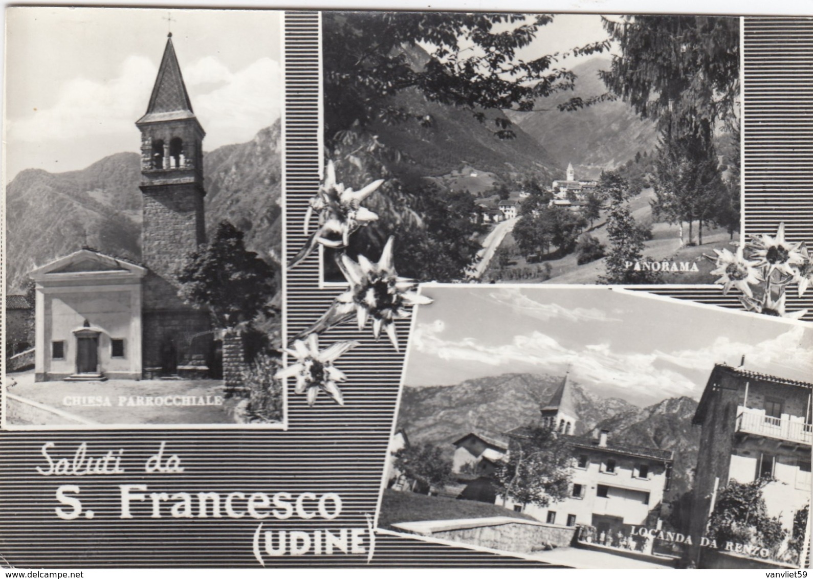 SAN FRANCESCO-UDINE-SALUTI DA..MULTIVEDUTE-BELLA CARTOLINA VERA FOTOGRAFIA- VIAGGIATA  1955-1960 - Udine