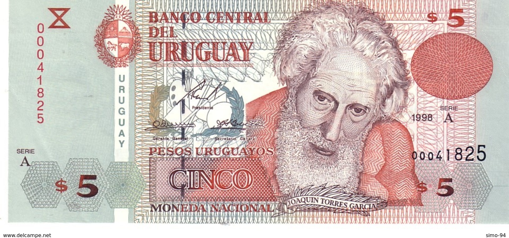 Uruguay P.80 5 Pesos 1998  Unc - Uruguay