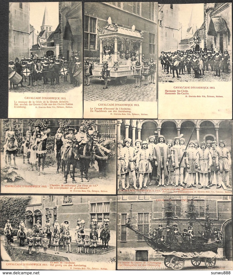 Cavalcade D'Hanswijck 1913 - Lot 7 PK's (top Animatie, Uitg. H. Dierickx-Beke) - Malines