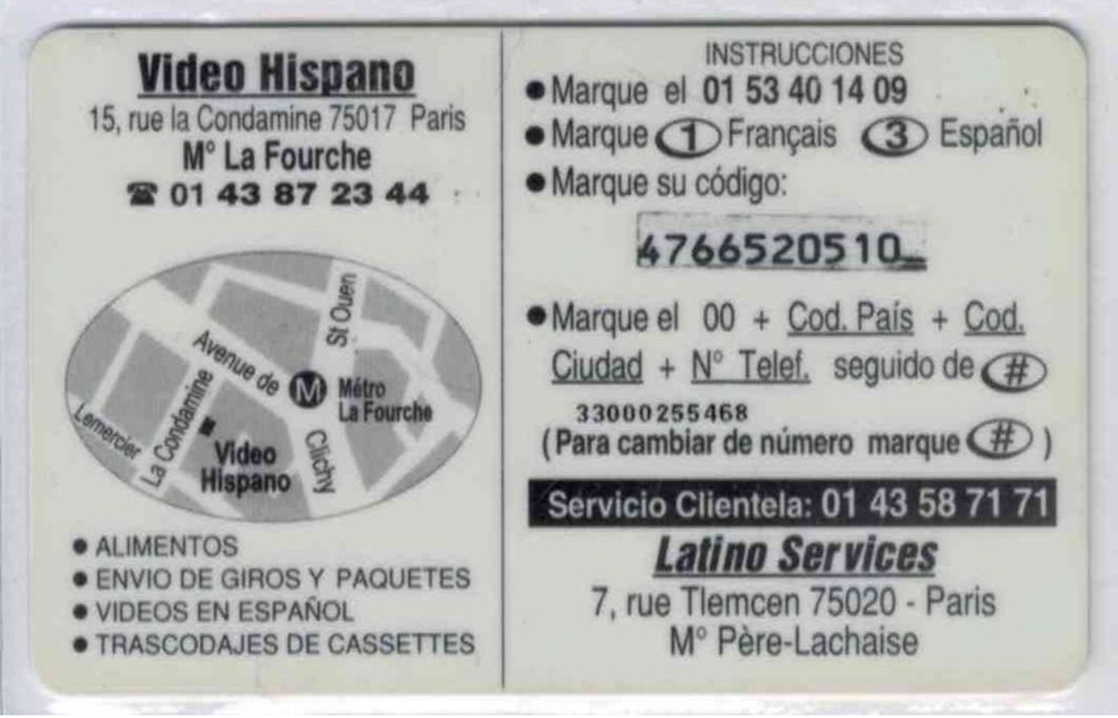 TOP COLLECTION  - Carte Prépayée Française - Latino Services Verso 2 - Voir Scans - Autres & Non Classés