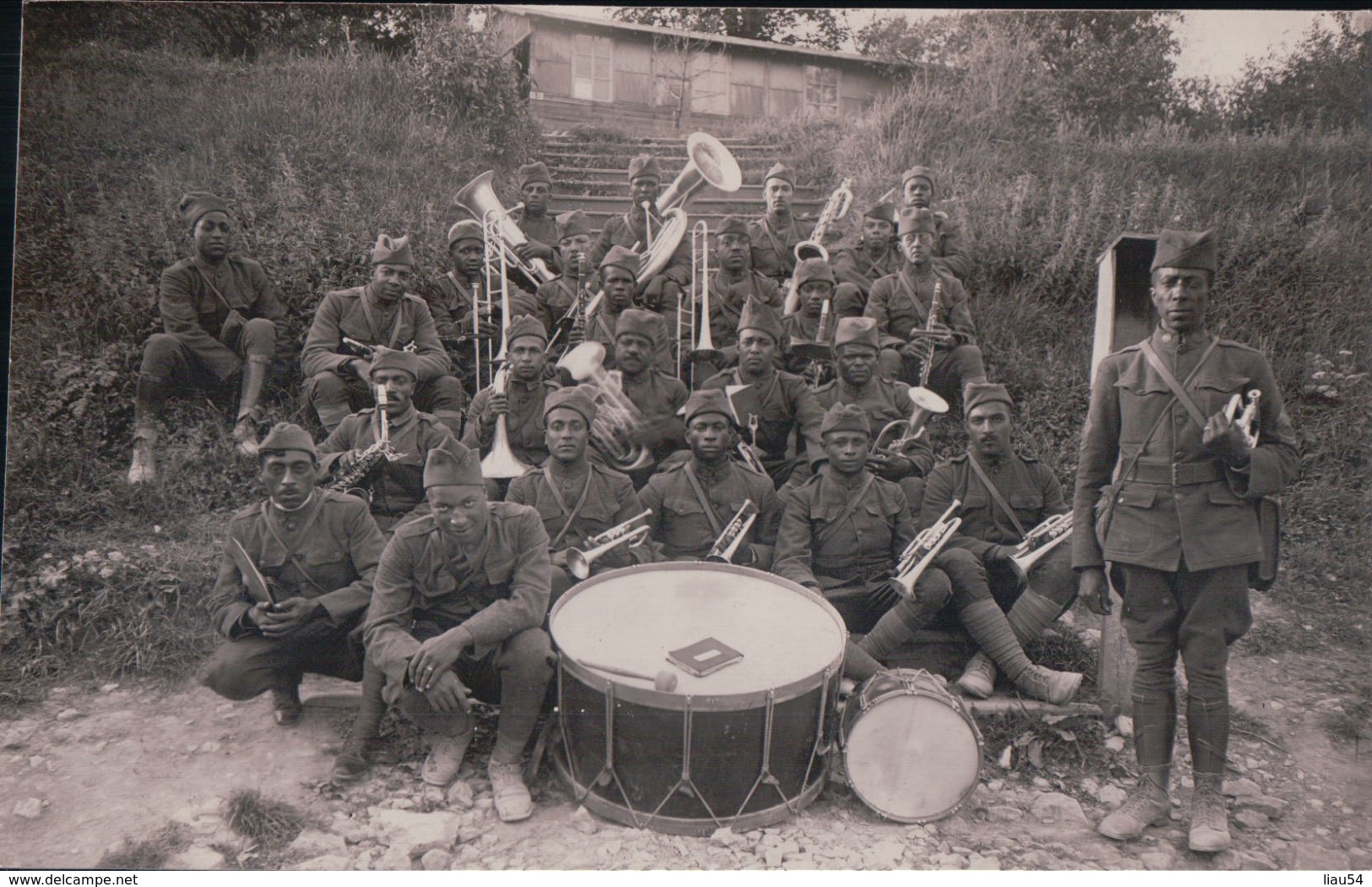 CARTE PHOTO Rampont Août 1918 La Musique Du 372e R.I. - Autres & Non Classés