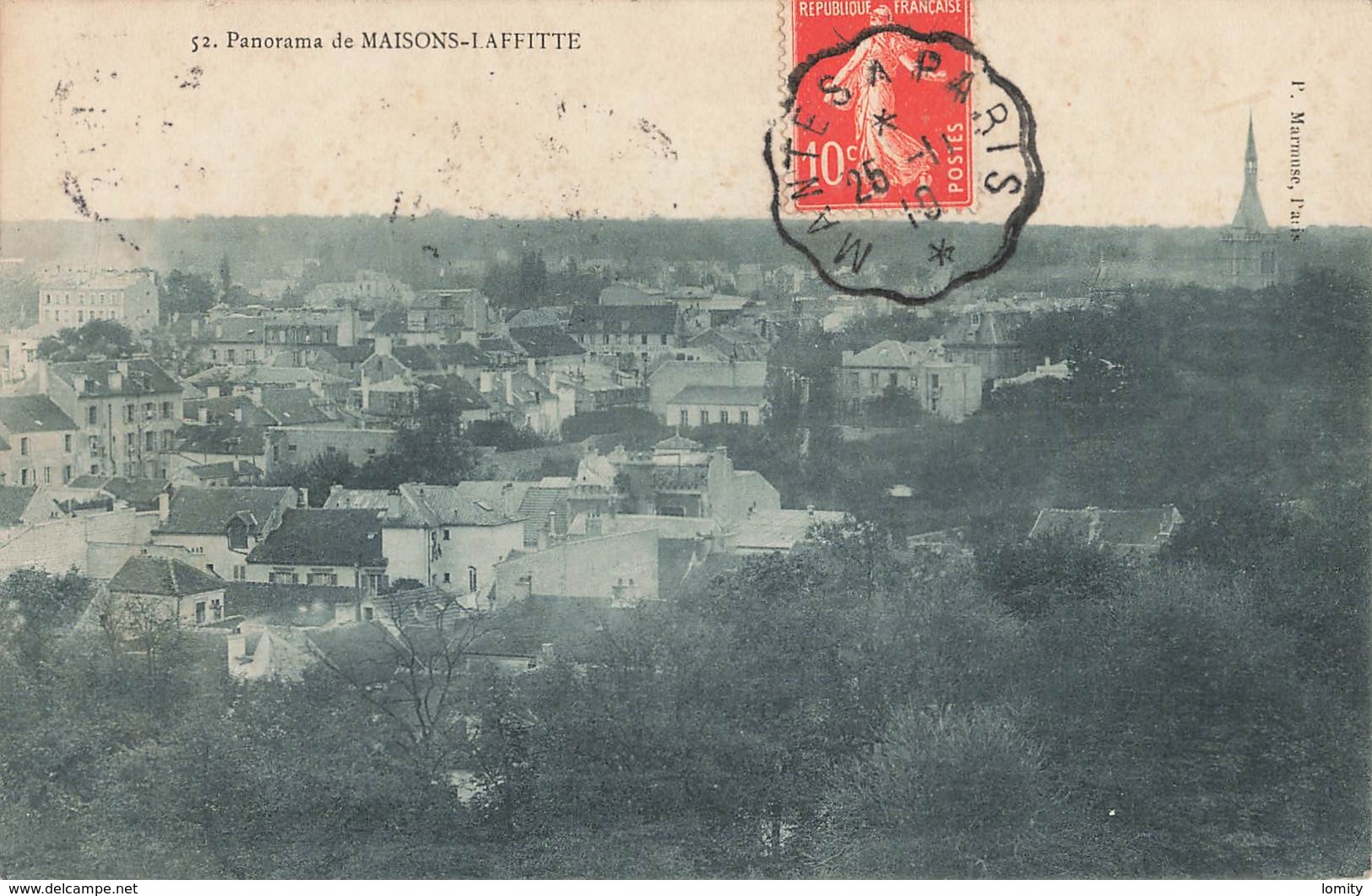 78 Maisons Laffitte Panorama Cachet Convoyeur Ambulant Mantes à Paris 1910 - Maisons-Laffitte