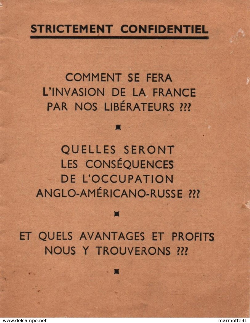 PROPAGANDE #121 WWII GUERRE 1939 1945 BROCHURE ANTI ALLIES OCCUPATION ANGLO AMERICANO RUSSE - 1939-45