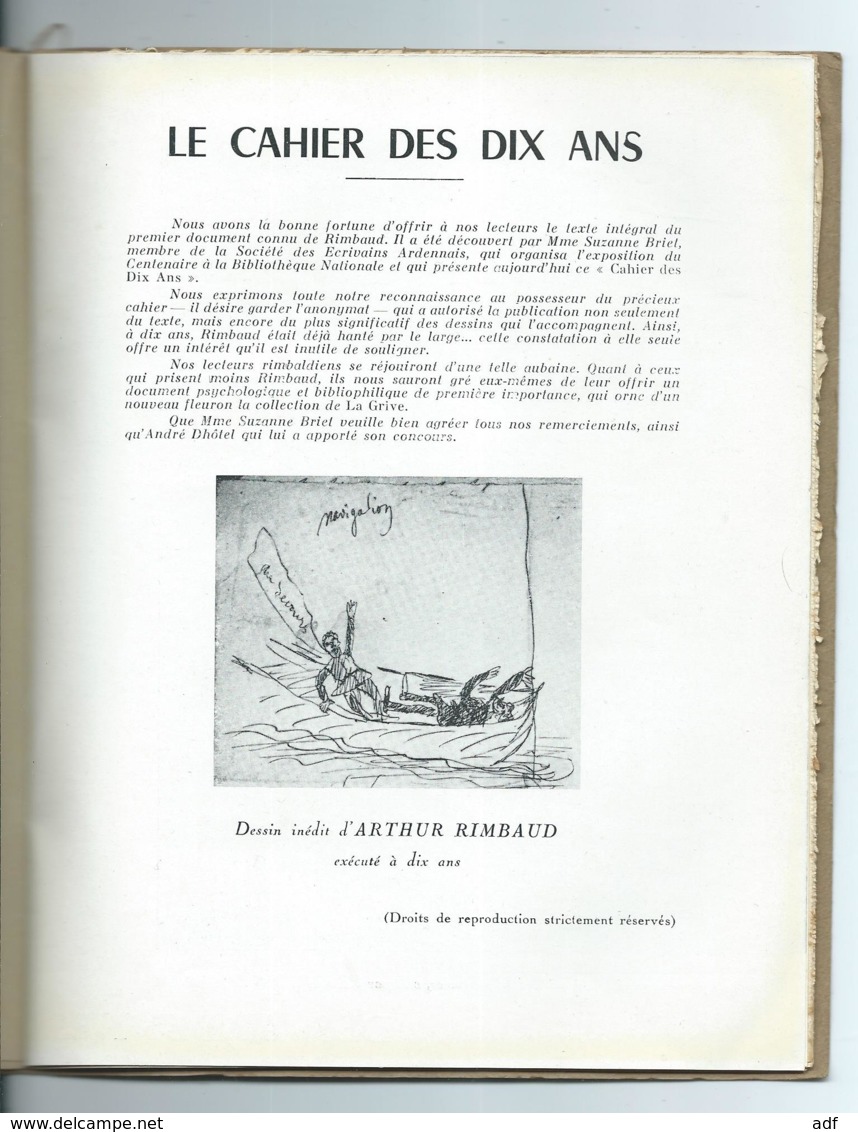 ANCIENNE REVUE LA GRIVE N°90, 1956, " ARTHUR RIMBAUD LE CAHIER DES DIX ANS ", ANDE DHOTEL, SOMMER, ARDENNES 08 - Tourismus Und Gegenden