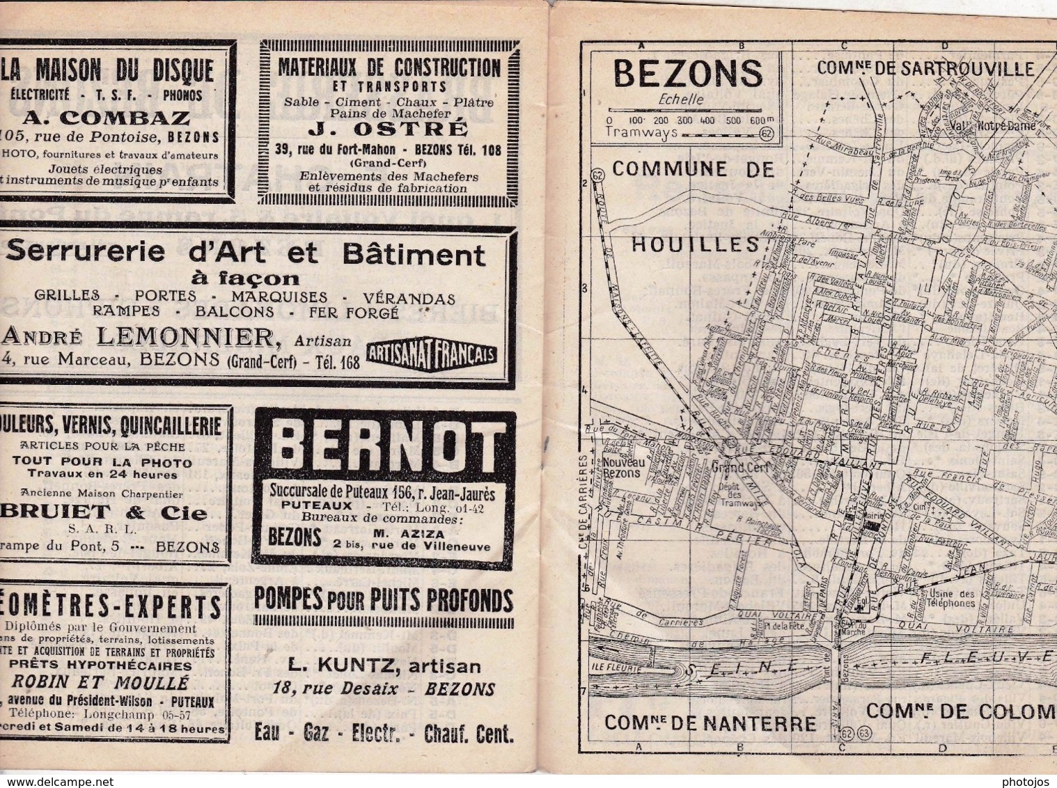 Les Indicateurs De Banlieue : Argenteuil Bezons Orgemont (95) Plan Rues Renseignements En 1934 Publicités Commerciales - Europe