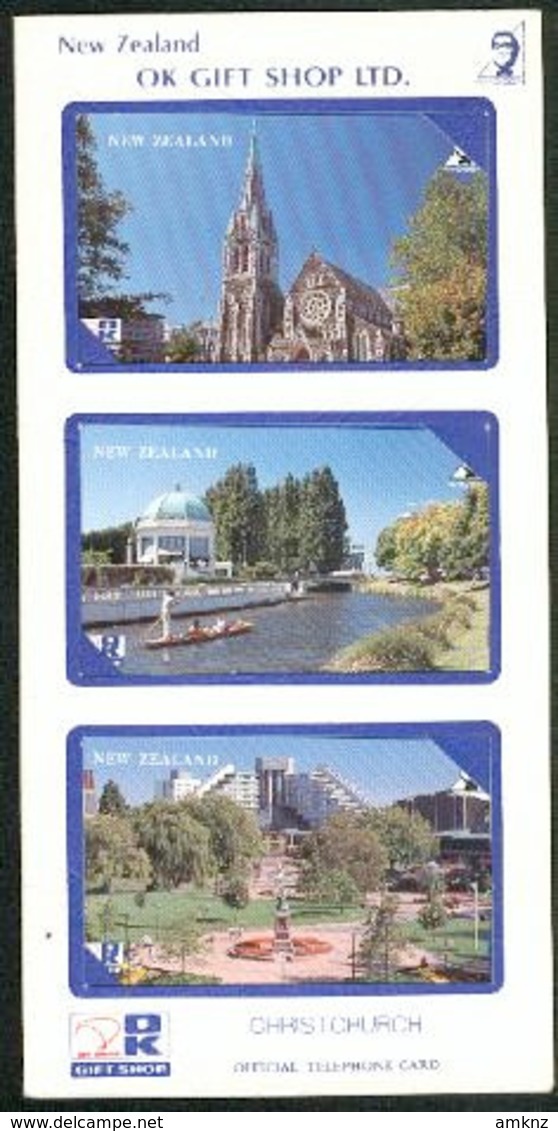 Japan - Sold Only In New Zealand - OK Gift Shop - 1992 Christchurch Set (3) - Mint In Folder - NZ-J-8SF - Nieuw-Zeeland