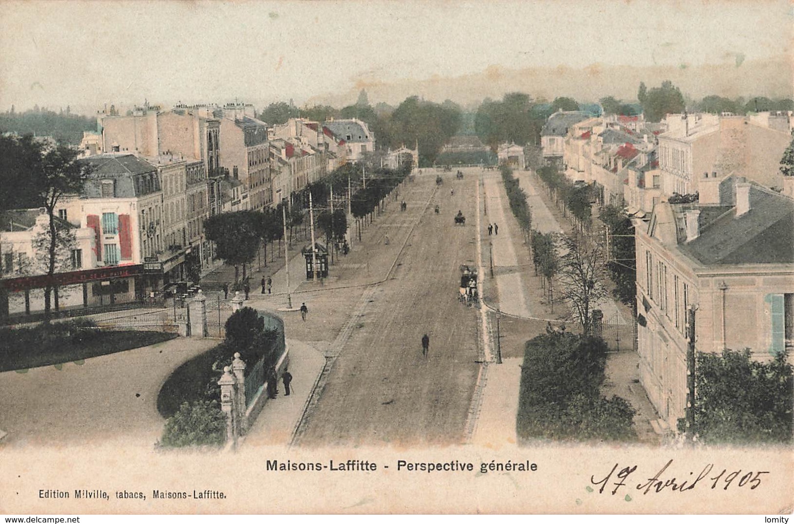 78 Maisons Laffitte Perspective Générale Cpa Carte Colorisée - Maisons-Laffitte