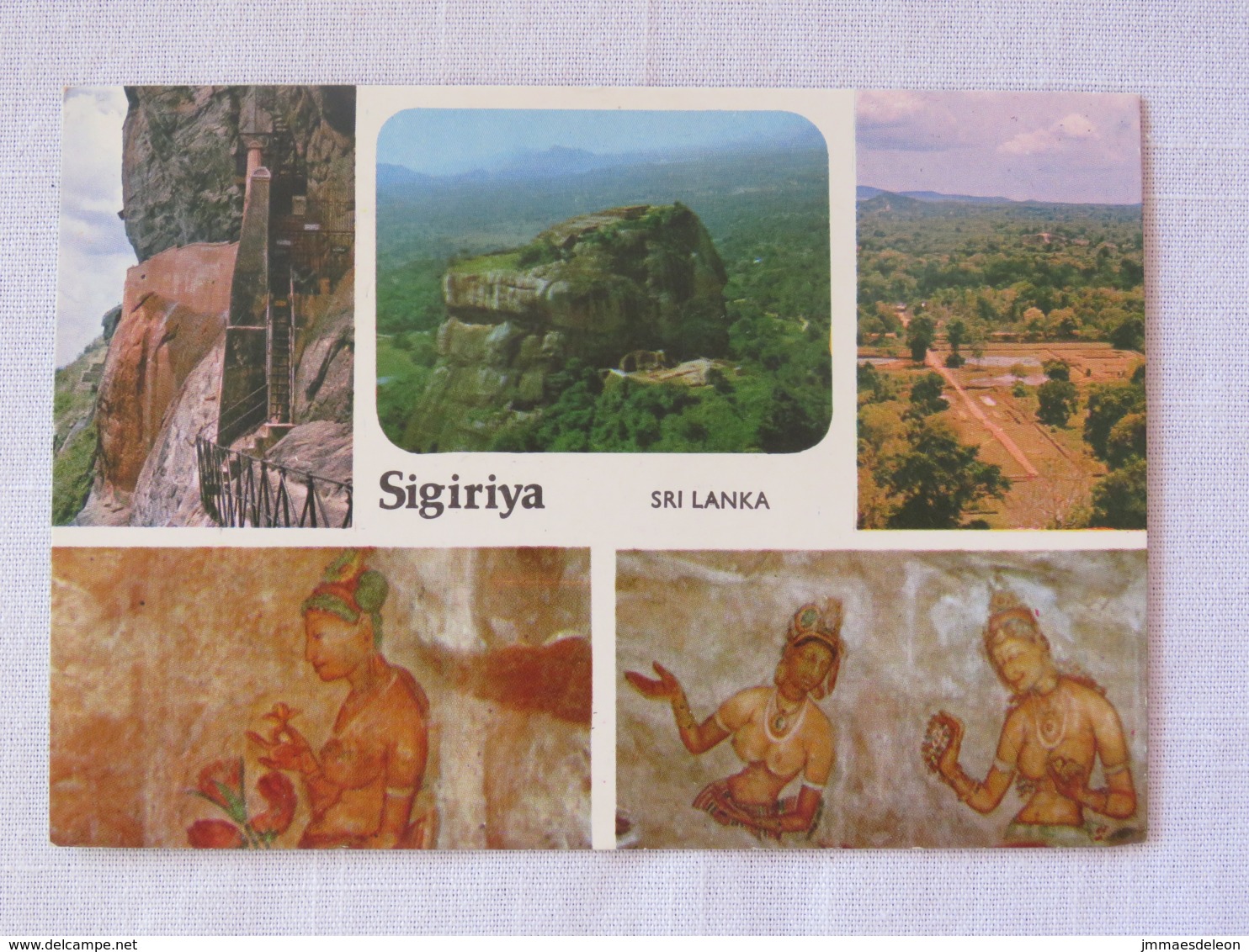 Sri Lanka 1984 Postcard "Sigiriya Lion Hill Nude Women Frecoes" To Belgium - Animals Palm Cat - Sri Lanka (Ceilán) (1948-...)