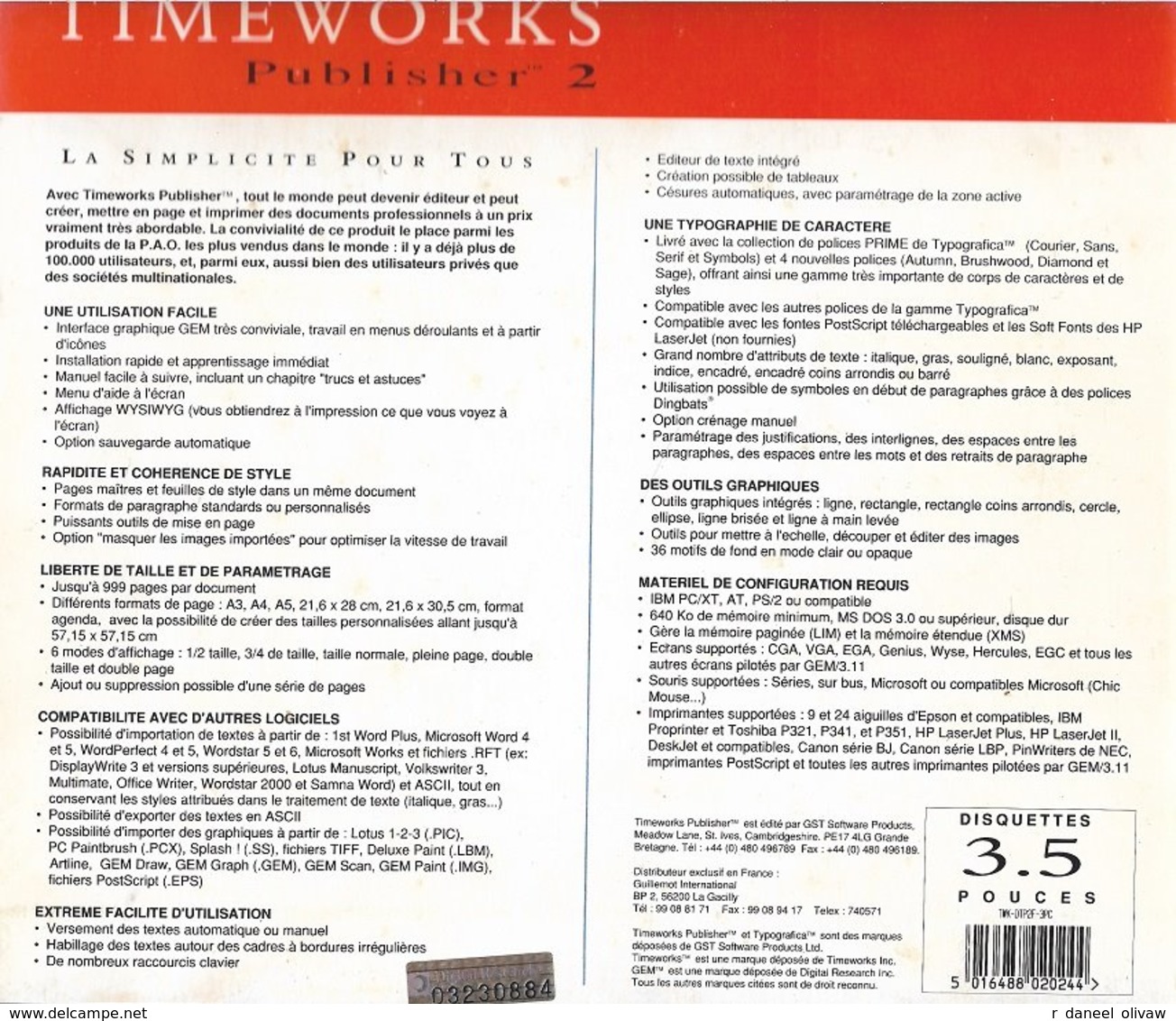 Timeworks Publisher 2 Pour GEM Desktop 3.11 (1991, TBE+) - Autres & Non Classés