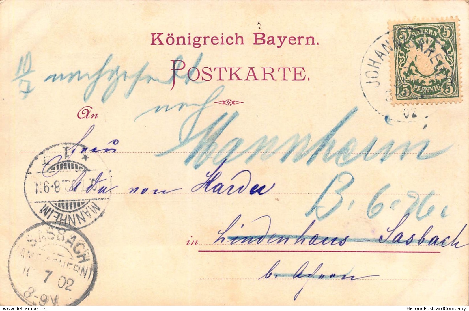 PFALZERWALD GERMANY~WALDKURHAUS JOHANNISKREUZ~473 M UBERM MEER-1902 POSTMARK POSTCARD 42075 - Sonstige & Ohne Zuordnung