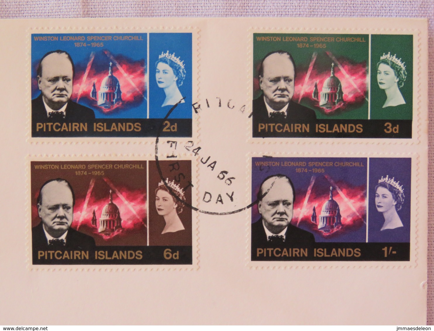 Pitcairn 1966 FDC Cover - Winston Churchill (Scott #56/59 = 9.15 $) - Pitcairn