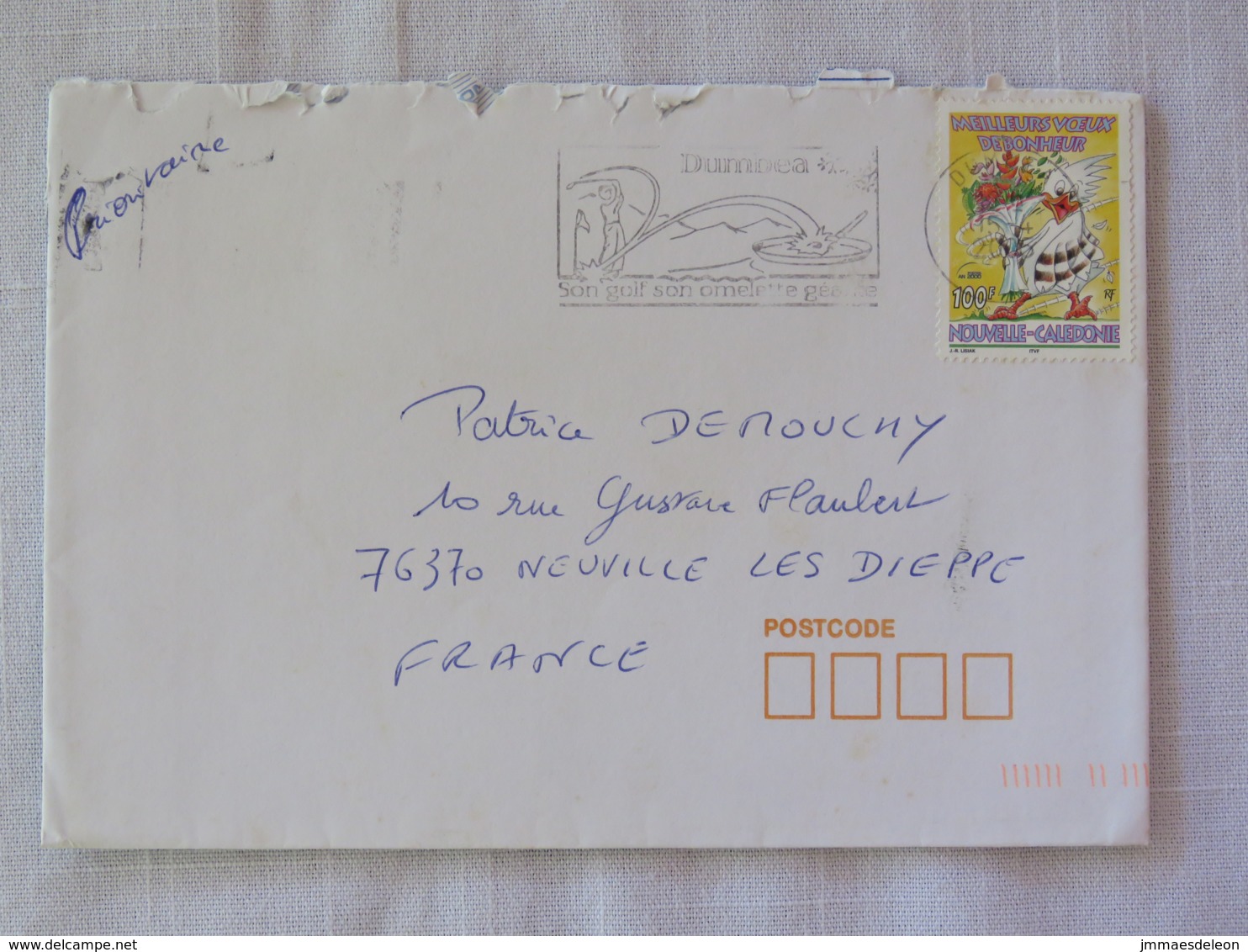 New Caledonia 2005 Cover To France - Golf Cancel - Greetings - Bird - Lettres & Documents