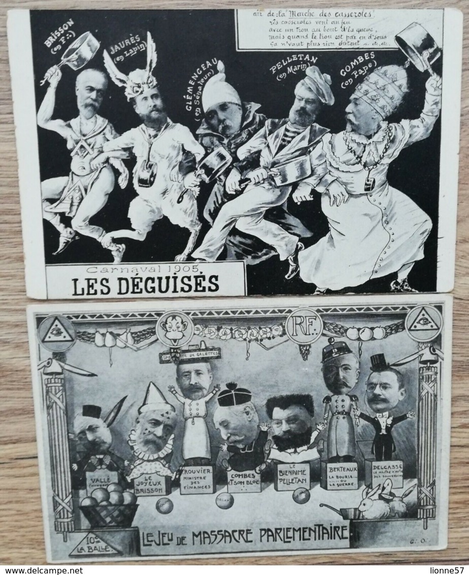 LOT SERIE 12 CPA ILLUSTRATEUR CARICATURE POLITIQUE. Loubet Combes Jaurès Clémenceau Etc.. TBE - 5 - 99 Postcards