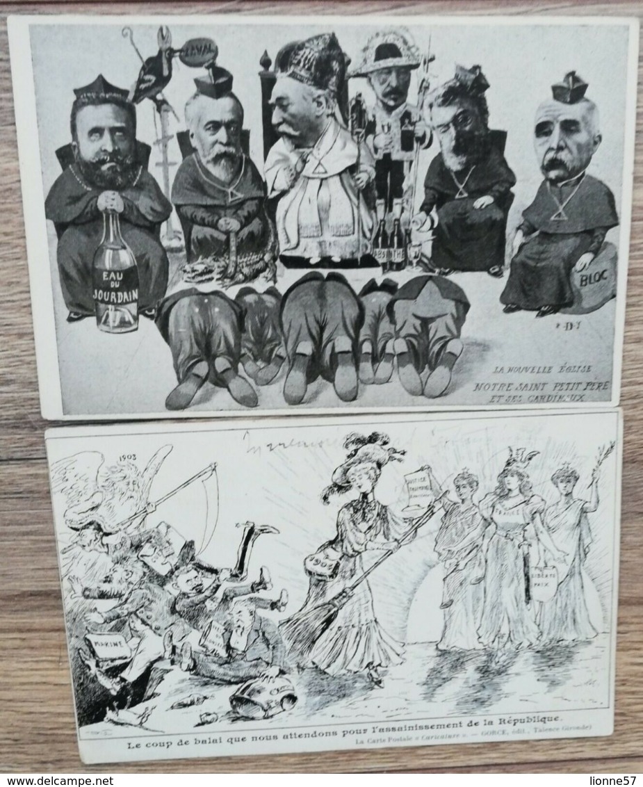 LOT SERIE 12 CPA ILLUSTRATEUR CARICATURE POLITIQUE. Loubet Combes Jaurès Clémenceau Etc.. TBE - 5 - 99 Postcards