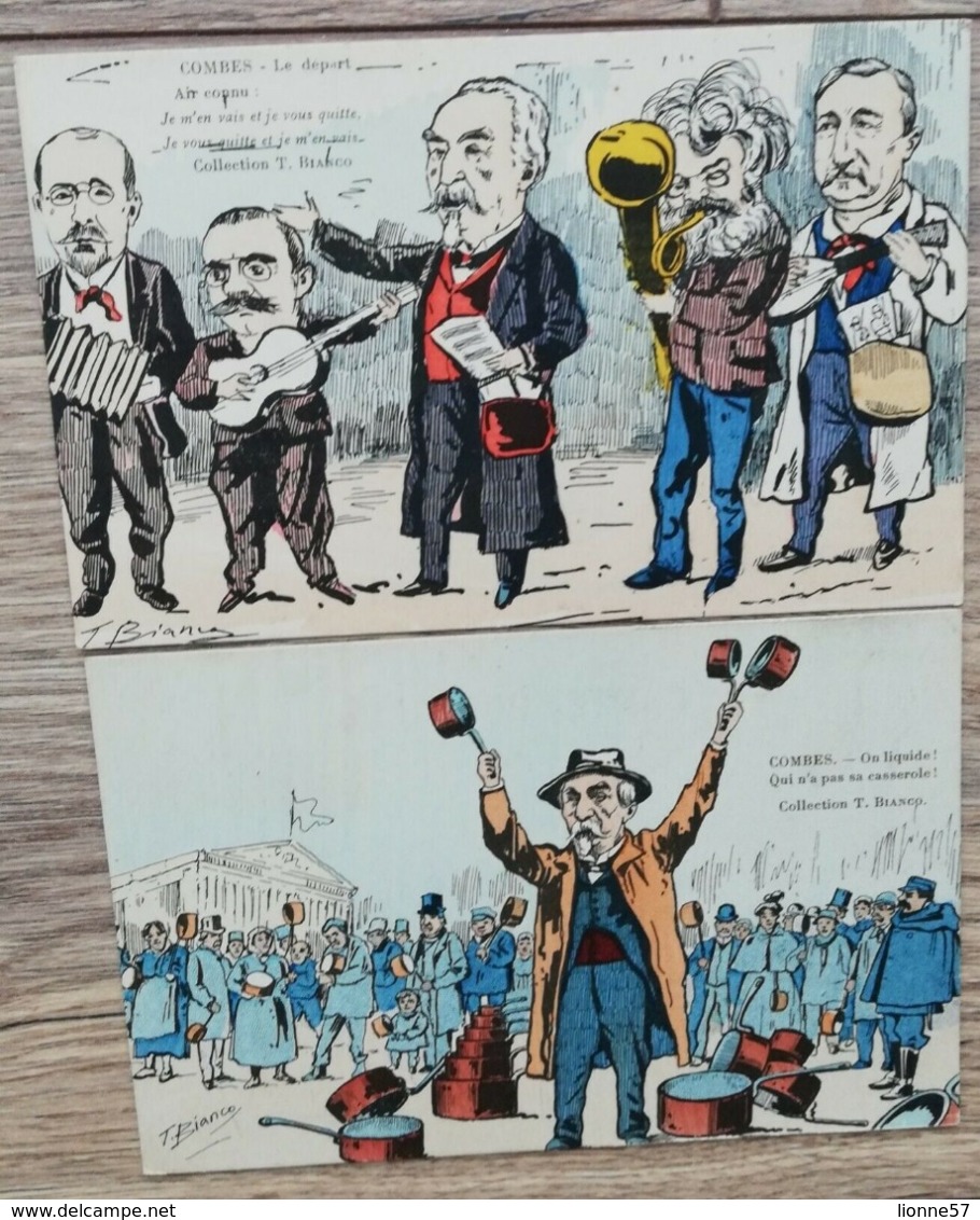 LOT SERIE 12 CPA ILLUSTRATEUR CARICATURE POLITIQUE. Loubet Combes Jaurès Clémenceau Etc.. TBE - 5 - 99 Postcards