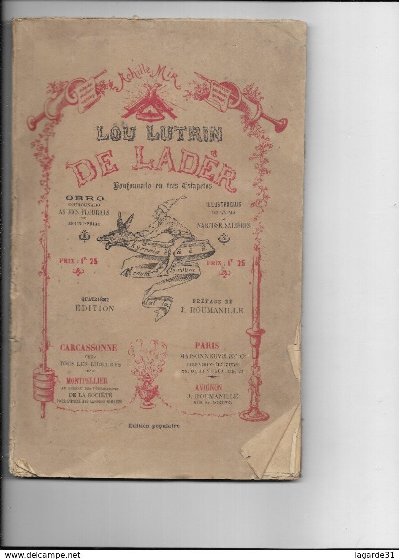 Rare LOU LUTRIN De LADÈR - Boufonado En Tres Estapetos Quatrieme Edition - Occitan - Livres Anciens