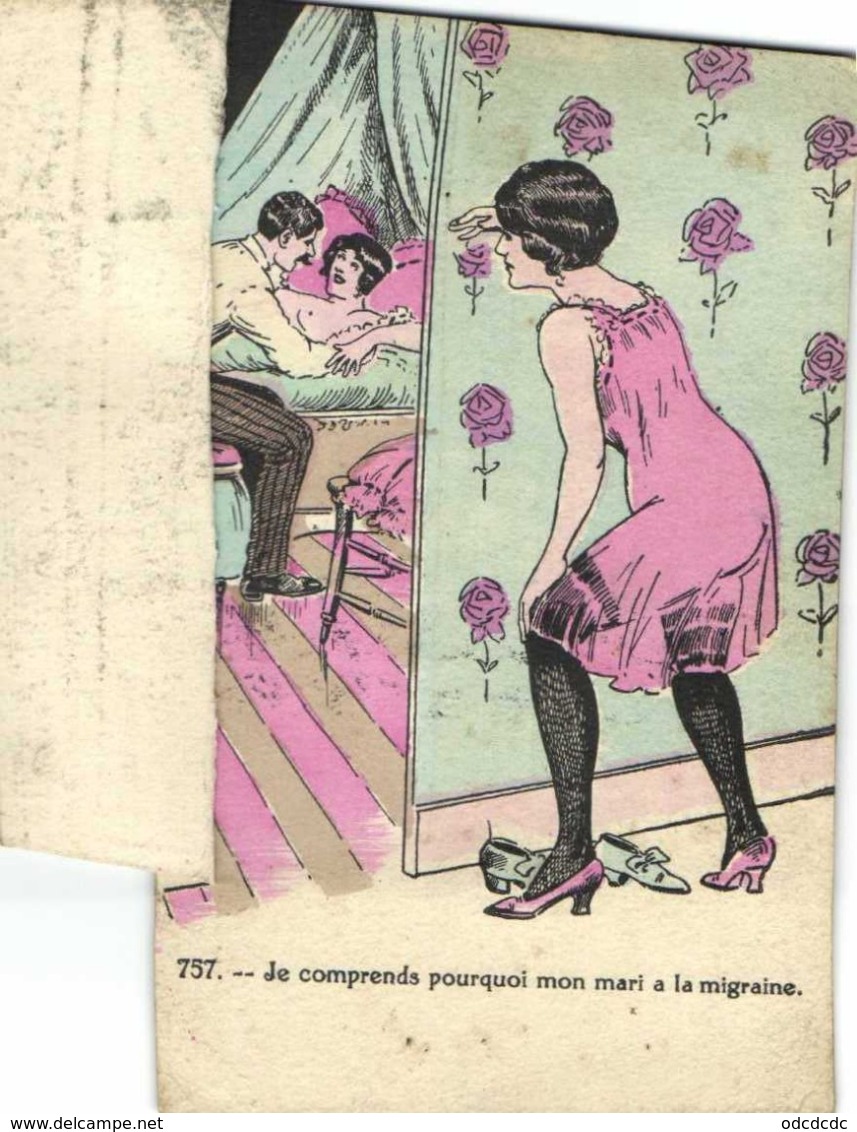 Illustrateur Sexy  Carte à Système 2 Vues Je Comprends Pourquoi Mon Mari A La Migraine RV - A Systèmes