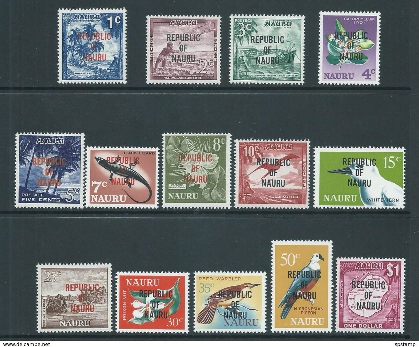 Nauru 1968 Republic Overprint Definitive Set Of 14 MNH - Nauru