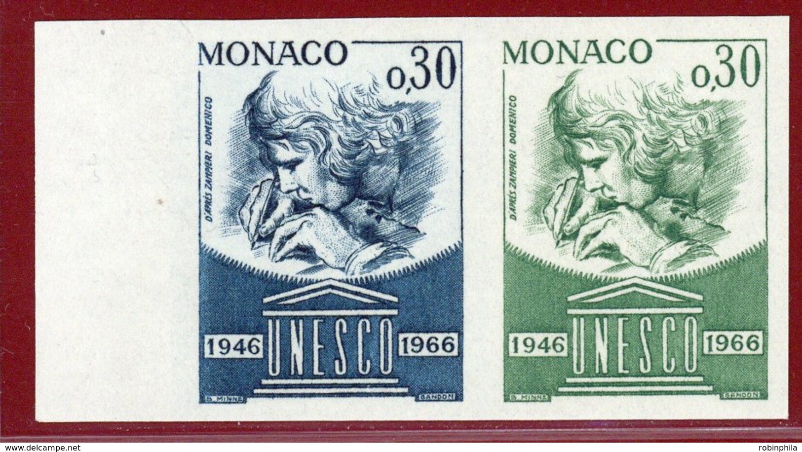 Monaco 1966 #642, Color Proof Pair, 20th Anniversary Of UNESCO - Nuevos