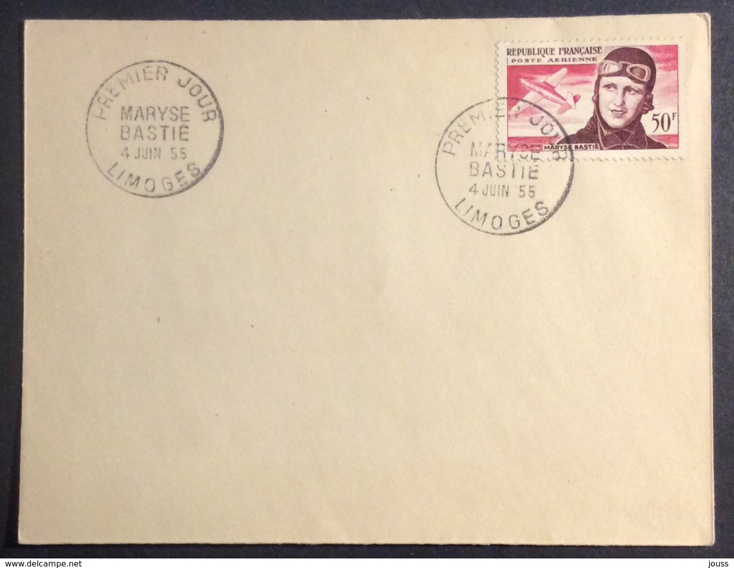 99- Maryse Bastié PA 34 Premier Jour Limoges FDC 4/6/1955 Lettre - 1950-1959