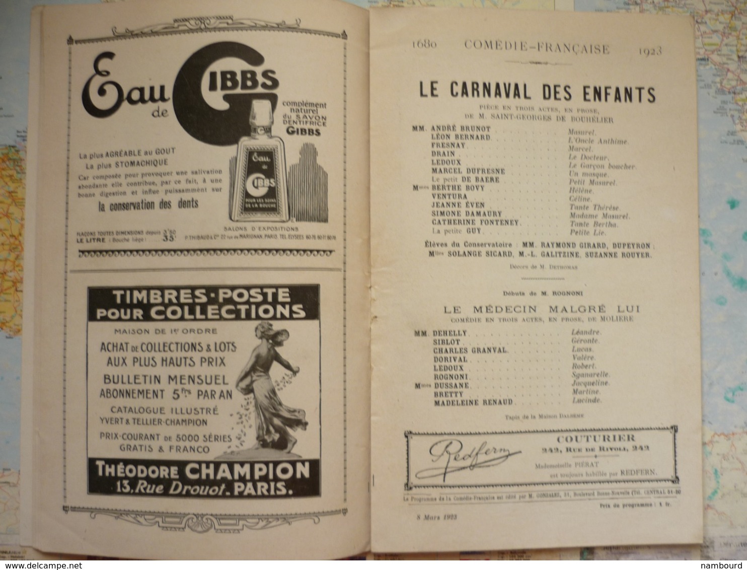 Le carnaval des enfants de M.Saint-Georges de Bouhélier / Le médecin malgré lui de Molière 8 Mars 1923 Comédie Française