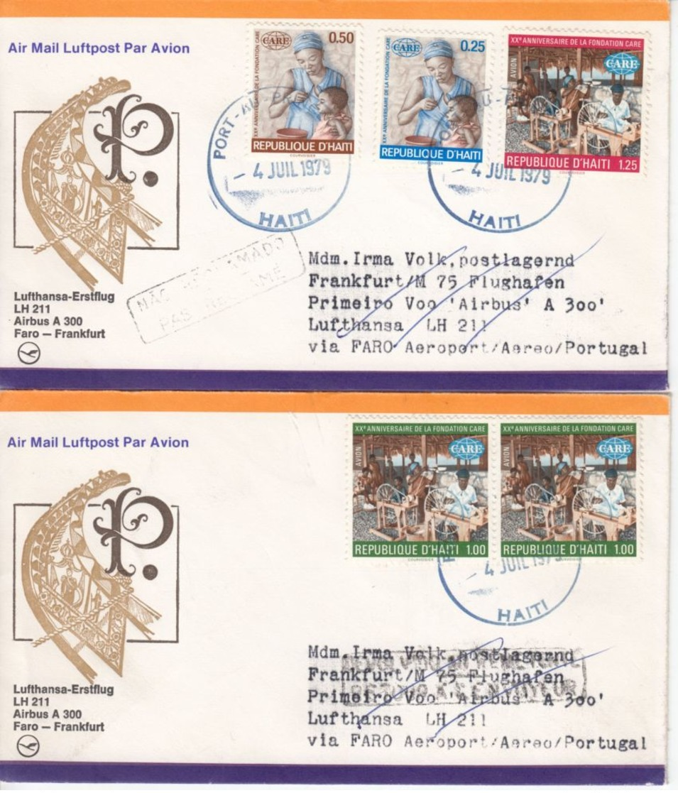 Haiti - Port Au Prince 1979, 4 Luftpostbriefe N. Frankfurt/M., Zuleitungspost LH - Haïti