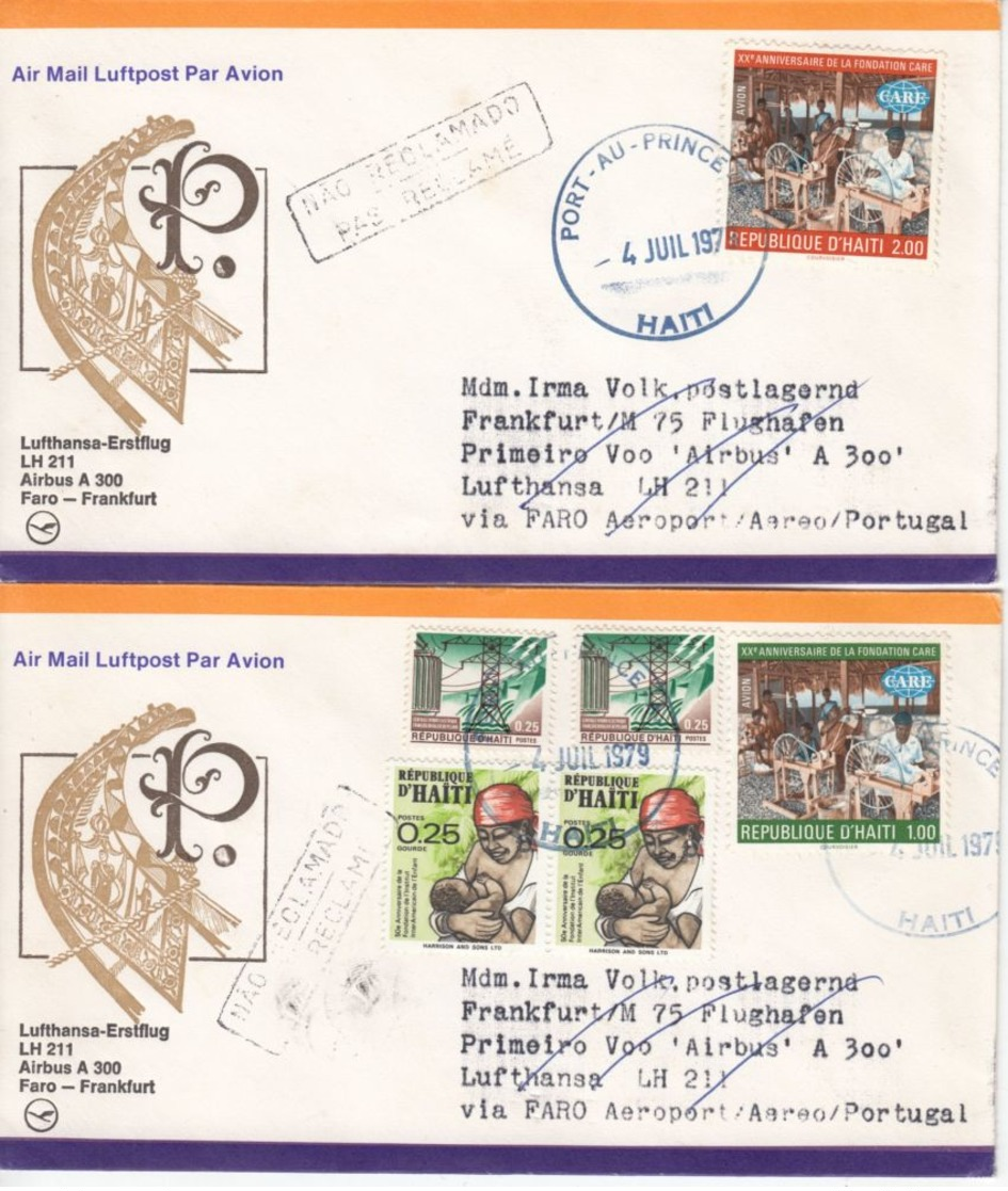 Haiti - Port Au Prince 1979, 4 Luftpostbriefe N. Frankfurt/M., Zuleitungspost LH - Haití