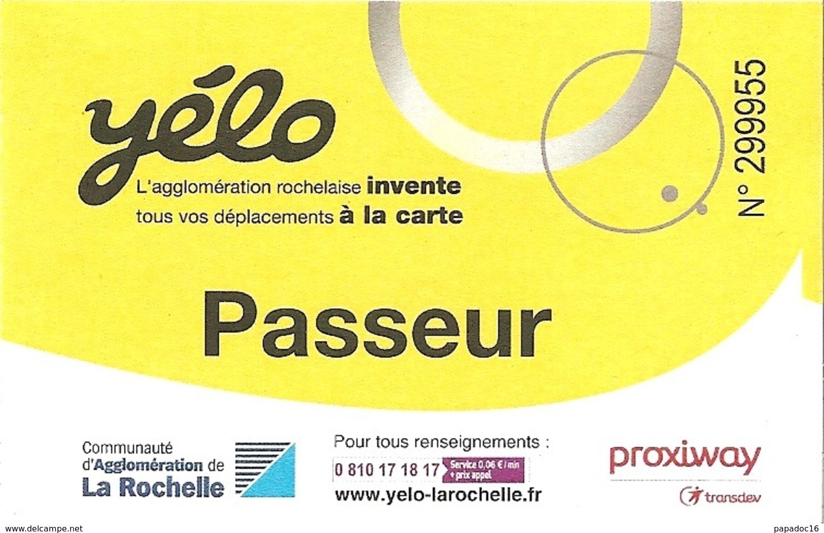 Ticket - Yélo - Passeur - La Rochelle - Europa