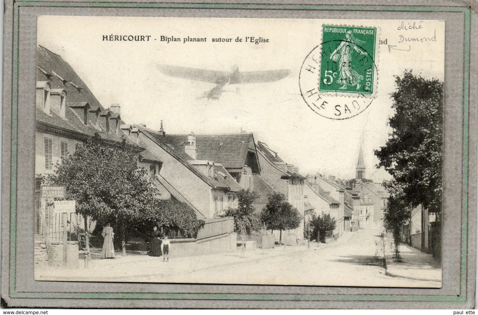 CPA - HERICOURT (70) - Aspect Du Restaurant Plancon Survolé Par I-un Biplan En 1911 - Otros & Sin Clasificación