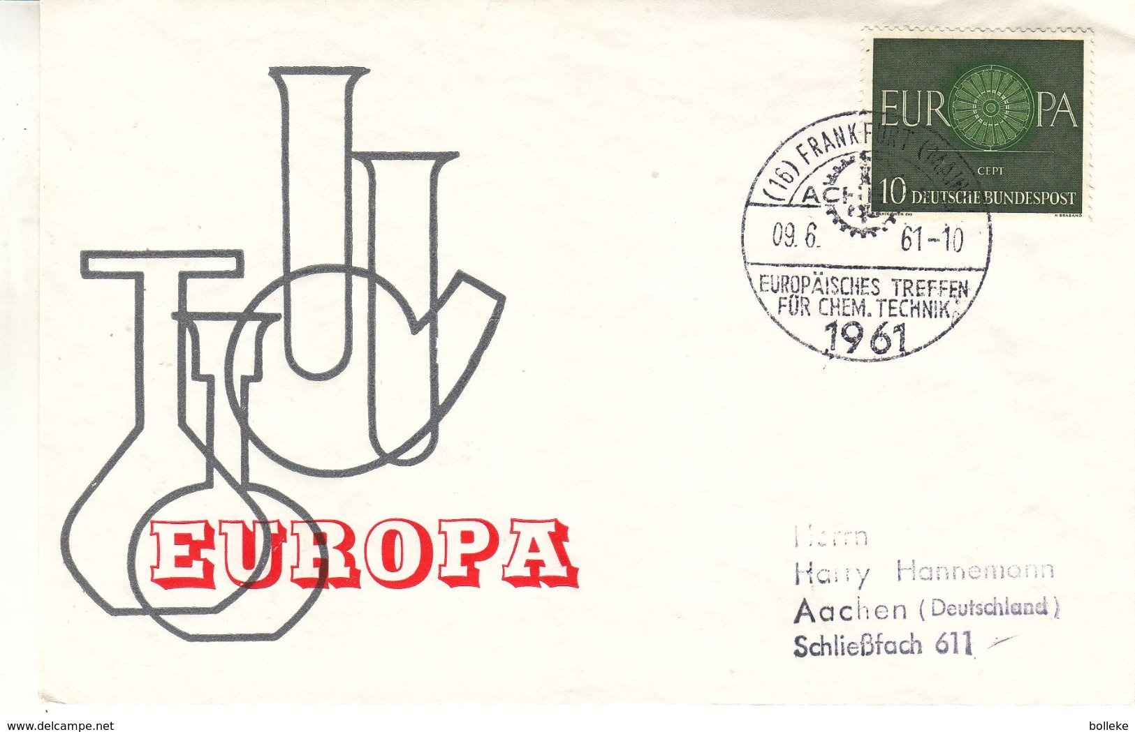 Allemagne - République Fédérale - Lettre De 1961 - Oblit Frankfurt - Chimie - Idées Européennes - Lettres & Documents