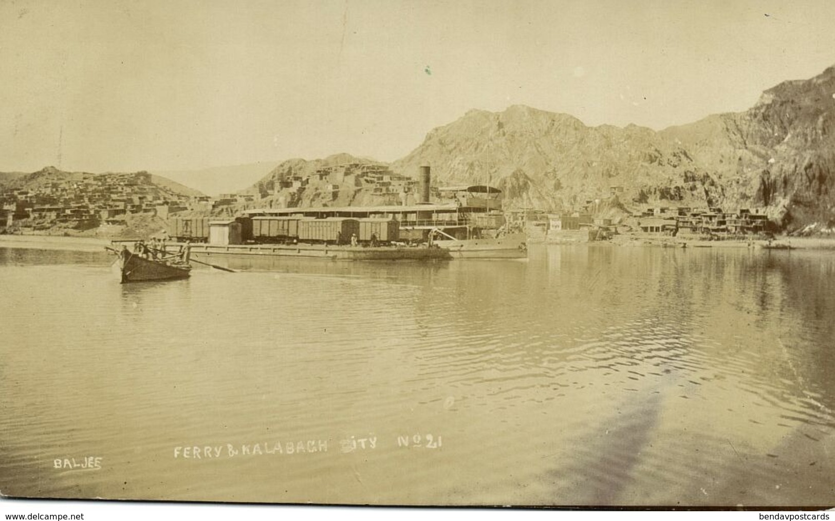 Pakistan, KALABAGH, Panorama And Ferry Boat (1910s) RPPC Postcard - Pakistan